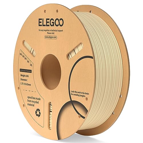 ELEGOO PLA Filament 1.75mm Beige 1KG, 3D Printer Filament Dimensional Accuracy +/- 0.02mm, 1kg Cardboard Spool(2.2lbs) 3D Printing Filament Fits for Most FDM 3D Printers