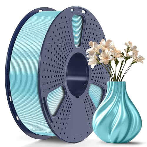 SUNLU TPU-Silk 3D Printer Filament, 98A TPU Filament 1.75mm, Glossy Silk Surface 3D Filament, Flexible 3D Printing Filament, Dimensional Accuracy +/- 0.03mm, 1kg(2.2lbs) Spool, Light Blue