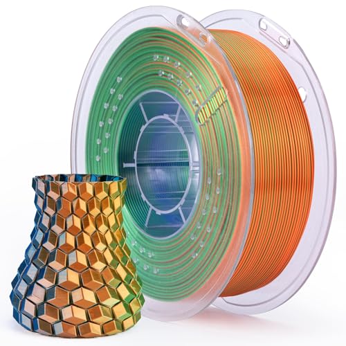 ELEGOO Silk PLA Filament Triple Colors Blue Green Orange, Shiny Tri-Color 3D Printer Filament 1.75mm Dimensional Accuracy +/- 0.05mm, 1kg Spool(2.2lbs) Fits for Most FDM 3D Printers
