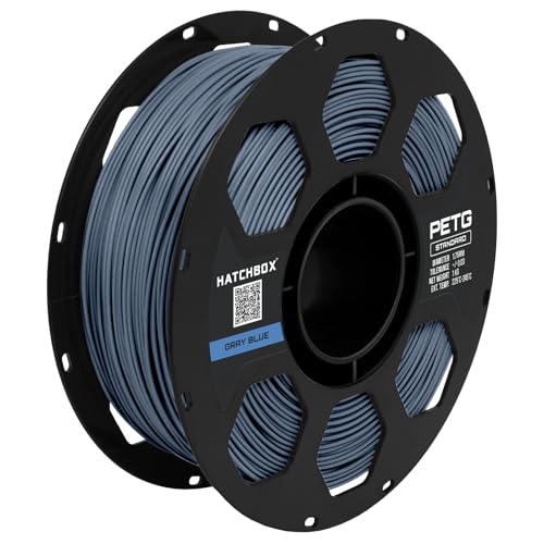 HATCHBOX 1.75mm Gray Blue PETG 3D Printer Filament, 1 KG Spool, Dimensional Accuracy +/- 0.03 mm, 3D Printing Filament