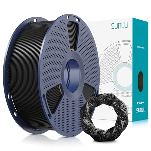 PLA+ 3D Printer Filament 1.75mm, SUNLU PLA Filament PRO, Dimensional Accuracy +/- 0.02 mm, 1 kg Spool, 1.75 PLA Plus, Black