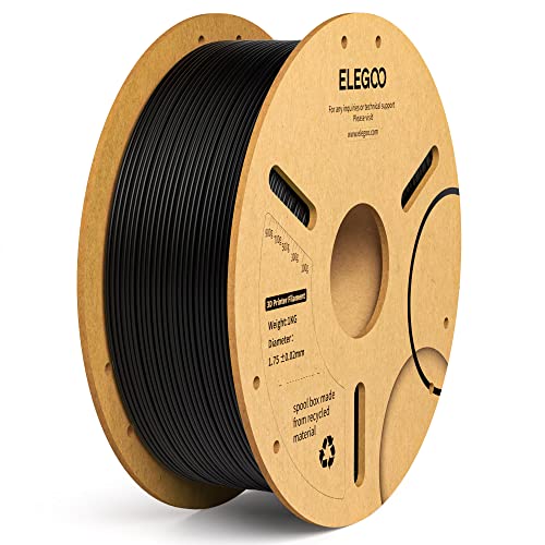ELEGOO PLA Plus Filament 1.75mm Black 1KG, PLA+ Tougher and Stronger 3D Printer Filament Pro Dimensional Accuracy +/- 0.02mm, 1kg Spool(2.2lbs) Fits for Most FDM 3D Printers