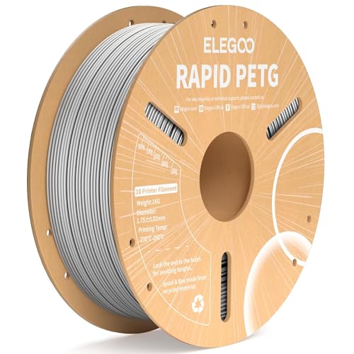 ELEGOO Rapid PETG Filament 1.75mm Gray 1KG, High Speed 30-600mm/s 3D Printer Filament Dimensional Accuracy +/- 0.02 mm, 1kg Cardboard Spool(2.2lbs) Fits for Most FDM 3D Printers