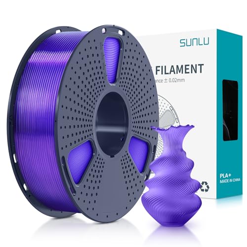 SUNLU 3D Printer Filament PLA Plus 1.75mm, SUNLU Neatly Wound PLA Filament 1.75mm PRO, PLA+ Filament for Most FDM 3D Printer, Dimensional Accuracy +/- 0.02 mm, 1 kg Spool(2.2lbs), Transparent Purple