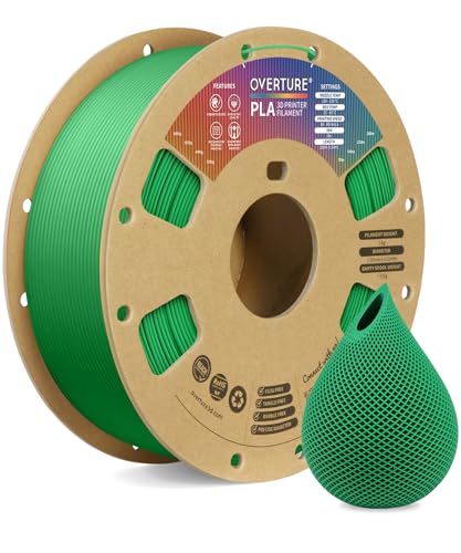 OVERTURE PLA Filament 1.75mm, Neatly Wound 3D Printer Filament 1kg Spool (2.2lbs), Dimensional Accuracy +/- 0.02 mm, Fit Most FDM 3D Printers (Green)