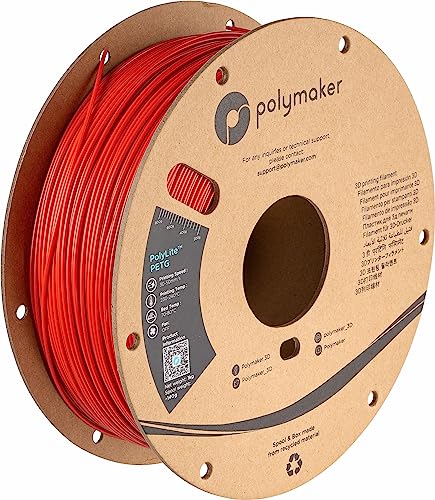 Polymaker PETG Filament 1.75mm 1kg Red 3D Printer Filament, PolyLite PETG 3D Printing Filament 1.75mm, Dimensional Accuracy +/- 0.03mm, Print with Most 3D Printers