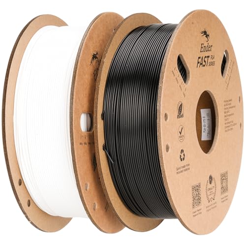 Creality High Speed PLA Filament 1.75mm Bundle 2Kg, 3D Printer Filament for 300mm/s Printing, Rapid PLA Filament No-Tangling, Dimensional Accuracy +/- 0.02mm for Most FDM 3D Printers (Black & White)