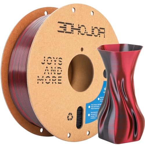 3DHoJor Silk PLA Filament 1.75mm Black Red Dual Color PLA 3D Printer Filament 2 in 1 Coextrusion 1KG Spool(2.2lbs) 3D Printing Filament Dimensional Accuracy +/- 0.03mm