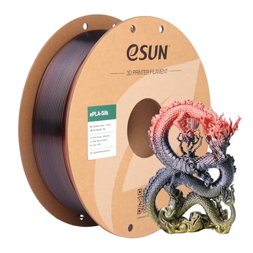 eSUN Silk Rainbow PLA Filament 1.75mm, Silky Colorful PLA 3D Printer Filament, 1KG Gradient Changing Multicolor Shiny Filament for 3D Printer, Morning Glow