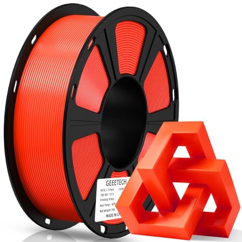 Geeetech PETG Filament 1.75mm, 1 KG (2.2lbs) Spool 3D Printer Filament, High-Toughness, ±0.02mm Accuracy, Neatly Wound & Moistureproof, Non-Clogging Non-Stringing, Fits Most FDM Printers, Orange