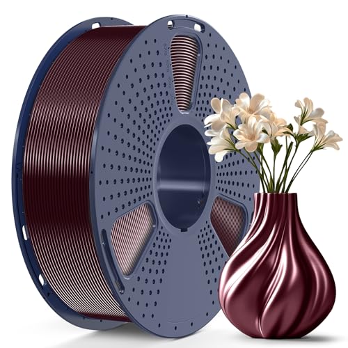 SUNLU TPU-Silk 3D Printer Filament, 98A TPU Filament 1.75mm, Glossy Silk Surface TPU Filament, Flexible TPU 3D Printing Filament, Dimensional Accuracy +/- 0.03mm, 1kg(2.2lbs) Spool, Burgundy Red
