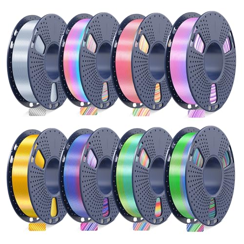 JAYO Silk PLA Rainbow 3D Printer Filament Bundle 1.75mm, 250g, 8-Pack