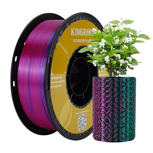Kingroon PLA Filament, Triple Color 3D Printer Filament Silk PLA, 1.75 mm, Dimensional Accuracy +/- 0.03 mm, 1kg Spool(2.2lbs), Red Blue Green