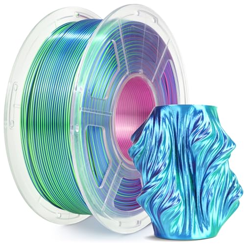 SUNLU Silk Triple Color Pla Filament, Silk PLA 3D Printer Filament 1.75mm, Shiny Silk Texture, Dimensional Accuracy +/- 0.02mm, 1KG Spool (2.2 lbs), PLA Silk Triple Color (Blue Green Purple)