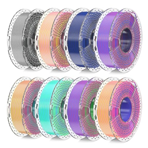 SUNLU 3D Printer Filament Bundle, Silk Filament Multicolor, Individually Vacuum Packed, Dual Color*5, Triple Color *3, 2kg in Total