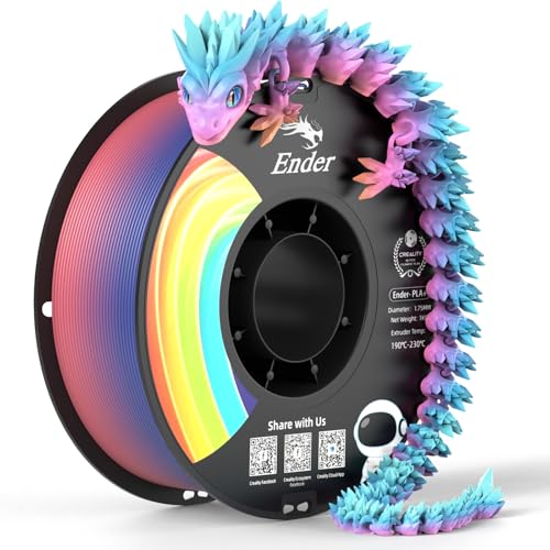 Official CREALITY 3D Printer Filament 1.75mm, Rainbow PLA+ Plus Pro Filament Toughness Upgraded, Ender PLA + Rainbow, 1kg Spool (2.2lbs), Dimensional Accuracy ±0.02mm, Fit Most 3D Printers