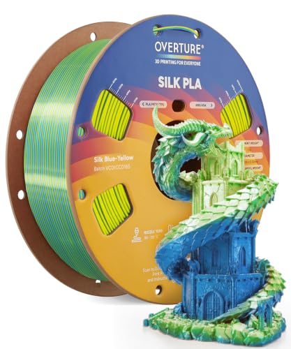 OVERTURE Silk PLA Dual Color Filament 1.75mm, Silk Blue-Yellow