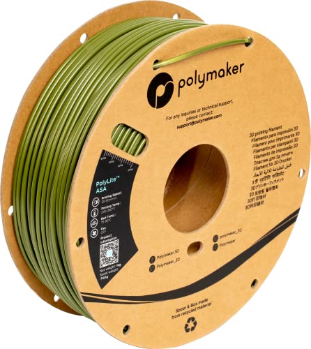 Polymaker ASA Filament 2.85mm Army Green, 1kg ASA 3D Printing Filament, Heat & Weather Resistant - ASA 3D Printer Filament Perfect for Printing Outdoor Functional Parts