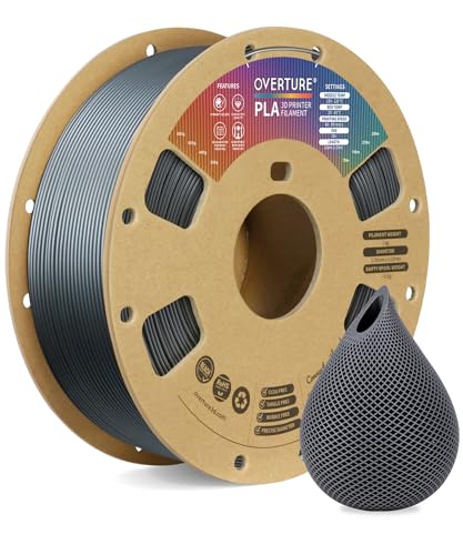 OVERTURE PLA Filament 1.75mm PLA 3D Printer Filament, 1kg Cardboard Spool (2.2lbs), Dimensional Accuracy +/- 0.02mm, Fit Most FDM Printer (Space Gray)