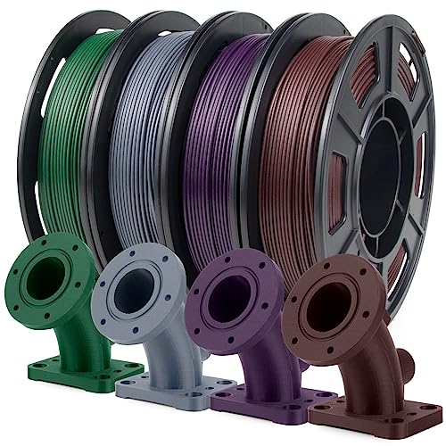 iSANGHU Carbon Fiber PETG Filament 1.75mm Bundle, Lightweight/High Strength PETG CF 3D Printer Filament Bundle, 250g x 4 Spool (1kg), Army Green/Stone Gray/Mocha Brown/Amethyst