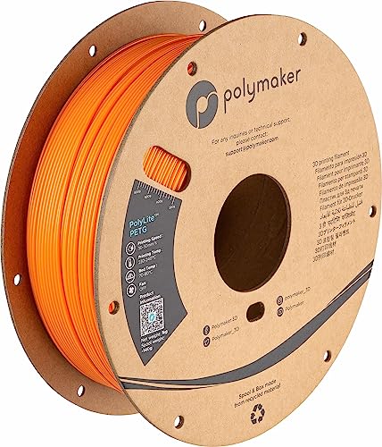 Polymaker PETG Filament 1.75mm 1kg Orange 3D Printer Filament, PolyLite PETG 3D Printing Filament 1.75mm, Dimensional Accuracy +/- 0.03mm, Print with Most 3D Printers