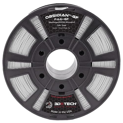3DXTECH - 1.75mm Obsidian Glass Fiber + PA6 - Markforged Onyx Alternative 3D Filament 1kg Reel, 3D Printing Filament - Made in USA (Snow, 1.75mm)