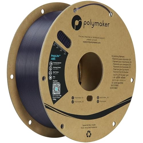 Polymaker ABS Filament 1.75mm Dark Purple - 3D Printer Filament, Heat Resistant 1kg - PolyLite ABS 3D Printing Filament, Strong & Durable, Dimensional Accuracy +/- 0.03mm