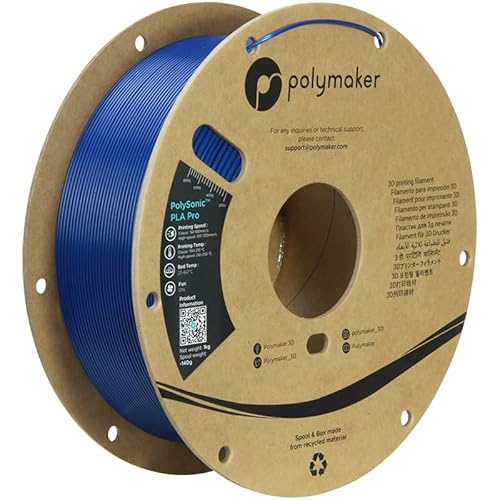 Polymaker High Speed PLA Pro Filament 1.75mm, Blue PolySonic PLA Pro 3D Printing Filament 1kg - Stronger Fast Printing 3D Printer Filament Compatible with Most Printers